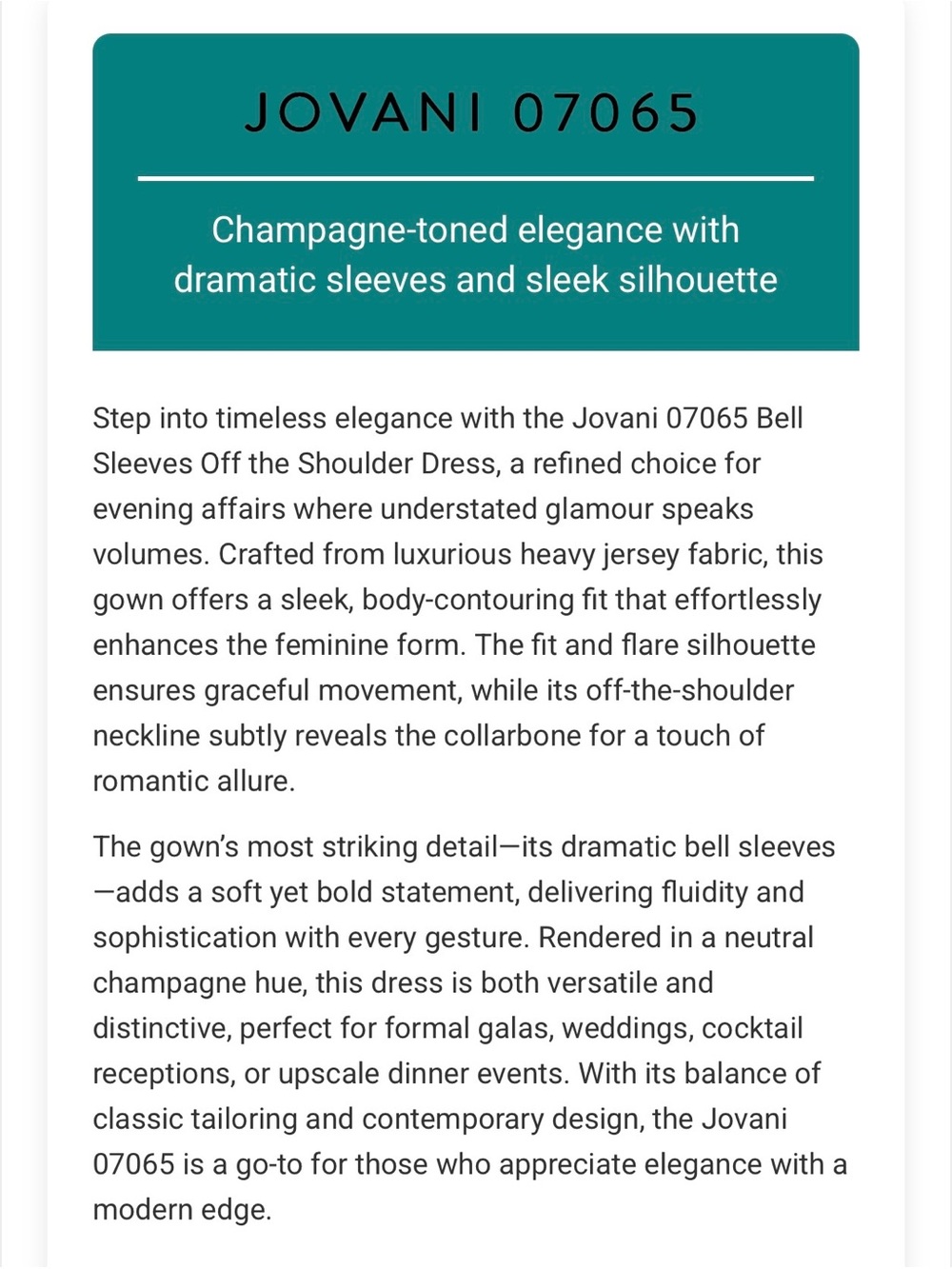 Jovani Dark Green Off-Shoulder Ruffle Sleeve Evening Gown - Picture 4 of 7